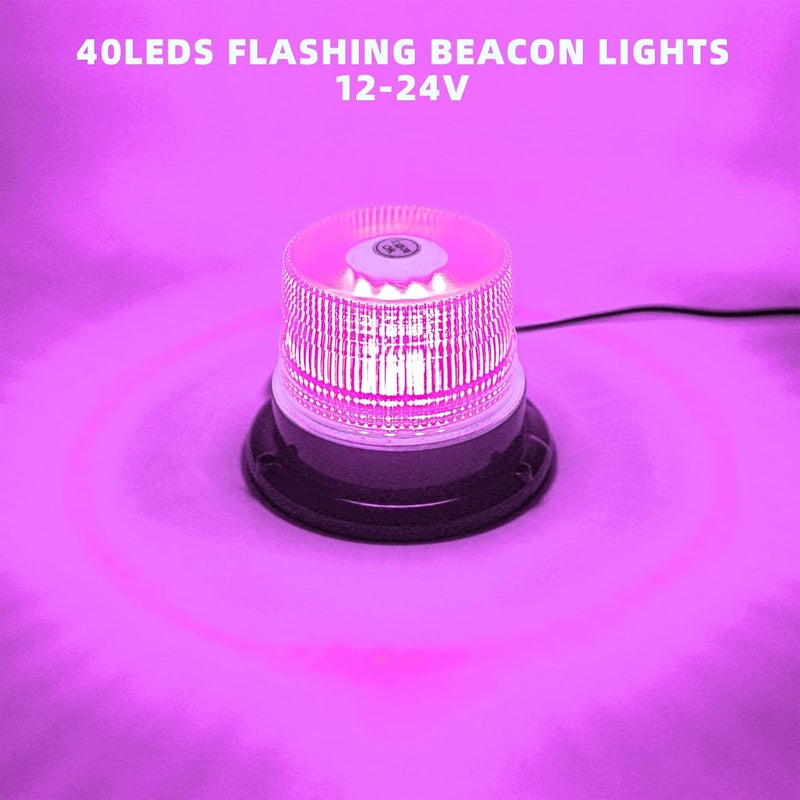 PKINGLAKE 1-Pcs Purple LED Beacon Lights for Funeral Escort Truck Vehicles Car, 12-24V Warning Safety Flashing Emergency Strobe Mini Light Bar with Magnetic Base - Image 3